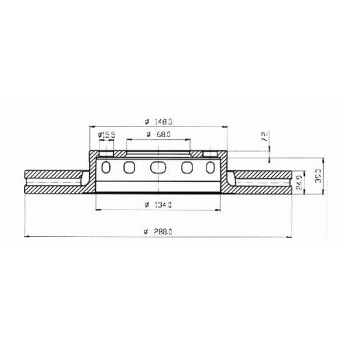 Első féktárcsa, 288mm, hűtött (Audi A4 B5-B6-B7, Audi A6-C5, Vw Passat B5/B5.5) - Hart