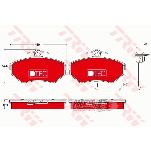 Audi A4-B6 első fékbetét (280mm-es féktárcsához) - TRW (GDB1366DTEC) (+)