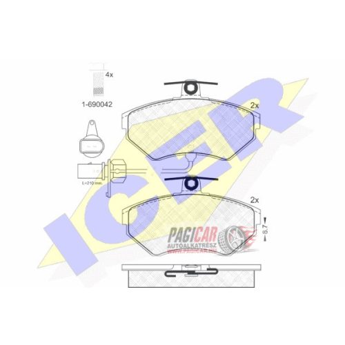 Audi A4-B6 első fékbetét (280mm-es féktárcsához) - Icer (181157-203) (+)