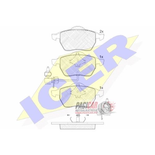 Audi A4-B6 első fékbetét (288-312mm-es féktárcsához) - Icer (181362) (+)