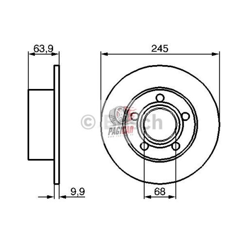 Hátsó féktárcsa (Audi A6-C5, Skoda Superb 1, Vw Passat B5/B5.5) /245mm, hűtetlen/ - Bosch (0986478132)